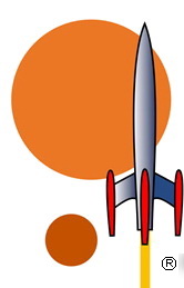 Archon logo rocket passing planet.